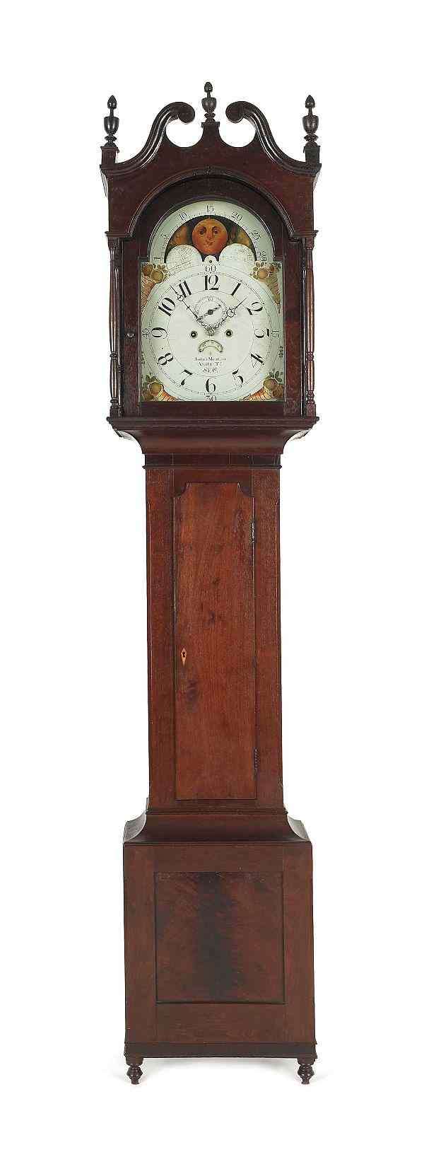 Appraisal: Berks County Pennsylvania Federal walnut tall case clock early th