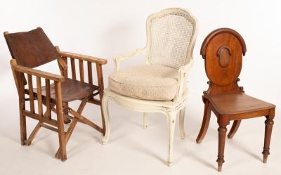 Appraisal: A Victorian mahogany hall chair with oval panel back a