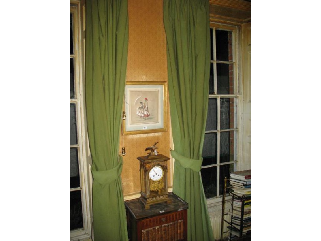 Appraisal: THE LIBRARY AND STUDY TWO PAIRS OF FULL LENGTH GREEN