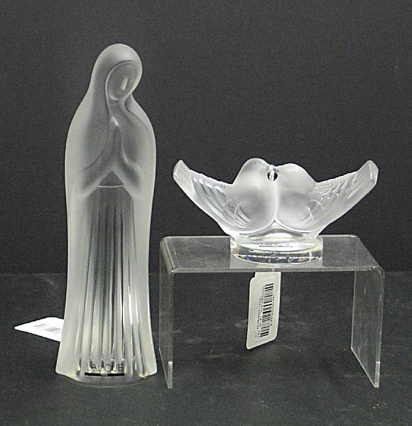 Appraisal: A Lalique frosted and clear glass Madonna and dove paperweight