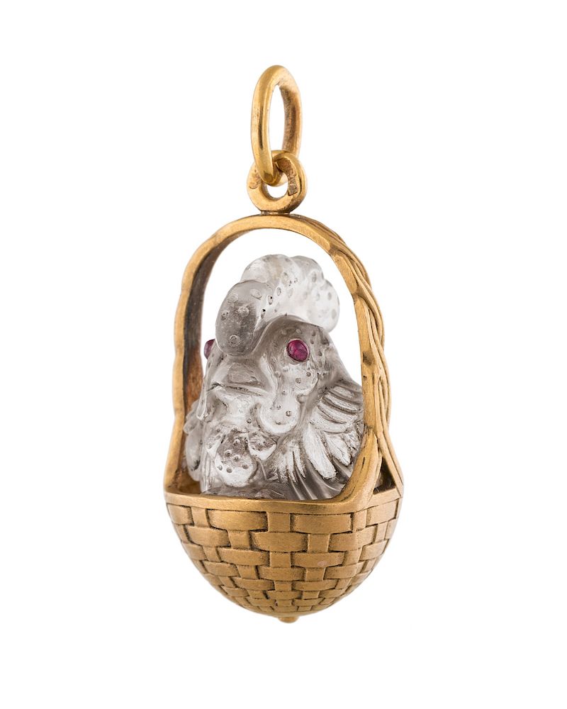 Appraisal: A FABERGE GOLD AND GLASS EGG PENDANT IN THE FORM