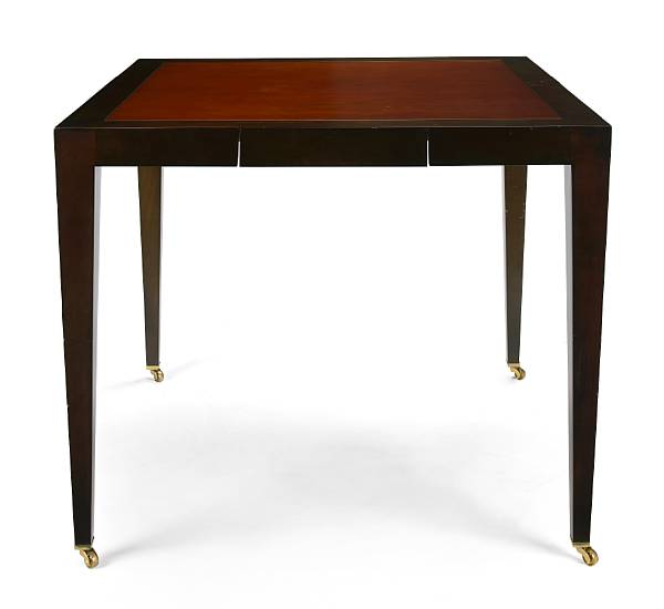 Appraisal: A Donghia mahogany and cherry wood card table model from