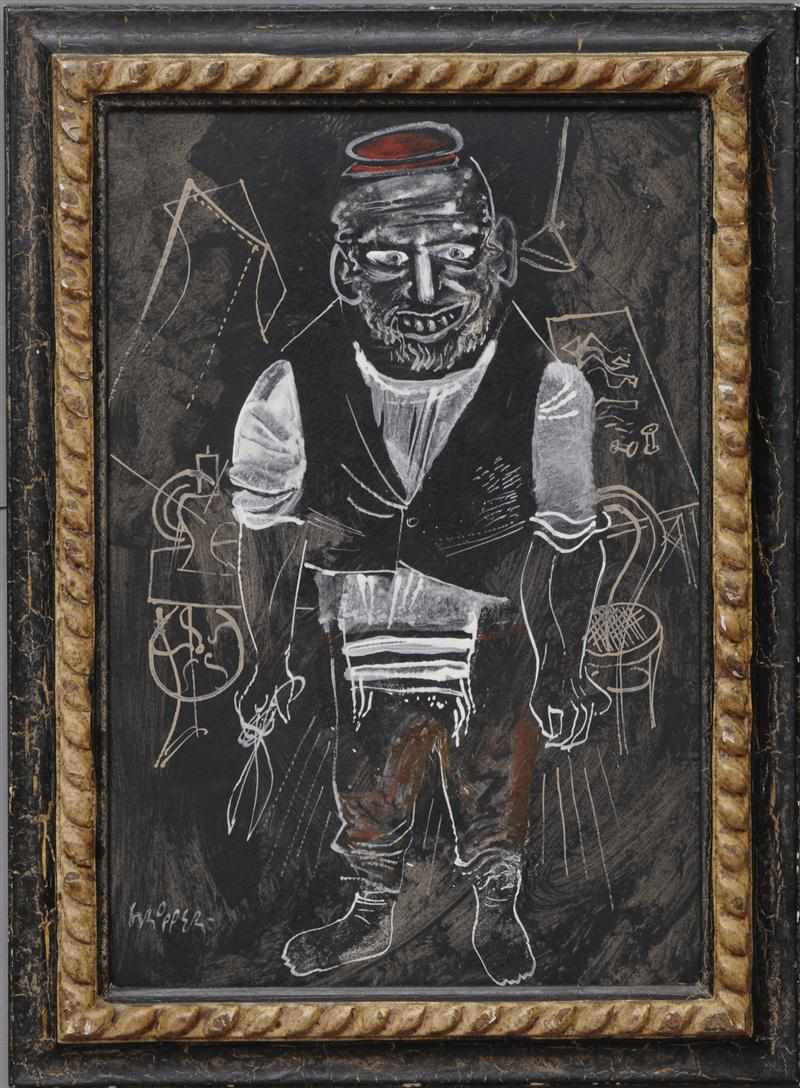 Appraisal: WILLIAM GROPPER - MAD MAN Mixed media on paper board