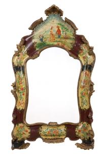 Appraisal: A Venetian carved and polychromed wall mirror Second half th