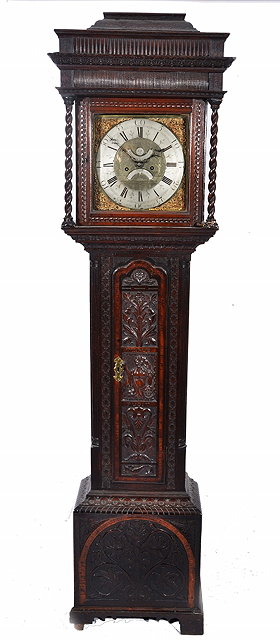 Appraisal: AN EIGHT DAY LONG CASE CLOCK the square brass dial