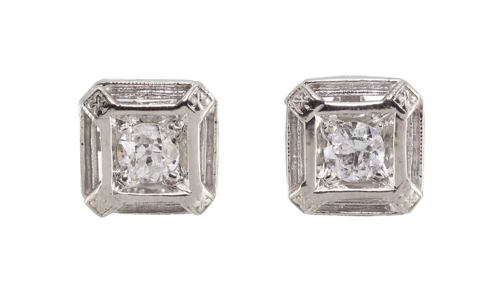 Appraisal: CT DIAMOND EARRINGS K white gold earrings contain two European