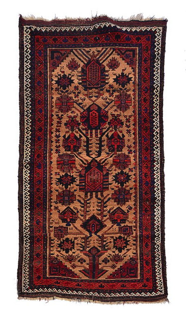 Appraisal: A NORTHERN PERSIAN PERHAPS KHORASAN CAMEL GROUND RUG with stylistic