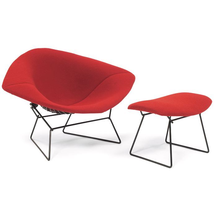 Appraisal: Harry Bertoia Wide Diamond chair and ottoman by Knoll black