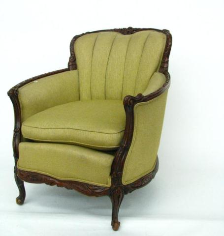 Appraisal: Vintage French Style Grand Rapids Chair channel back upholstery