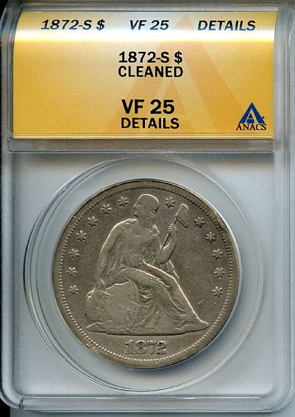 Appraisal: -S Details of VF Cleaned ANACS As graded with even