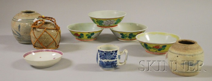 Appraisal: Eight Pieces of Chinese Ceramics three ginger jars a porcelain