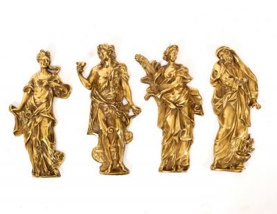 Appraisal: Four gilt brass door plates each cm high