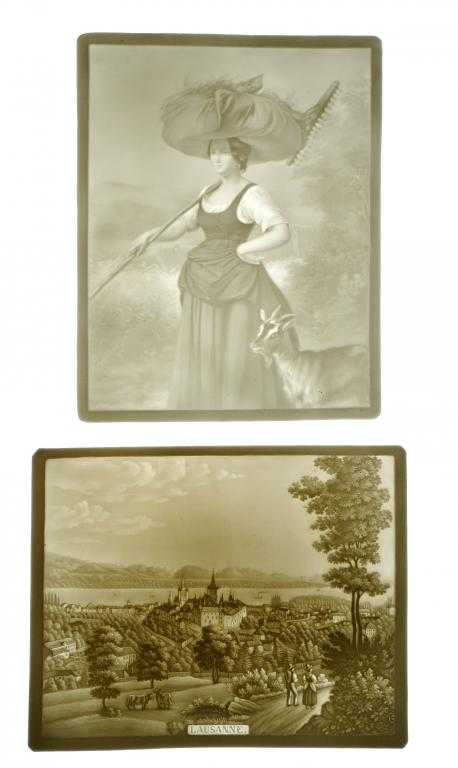 Appraisal: TWELVE PLAUE HENNEBERG AND OTHER LITHOPHANES AND A CYLINDRICAL LITHOPHANIC