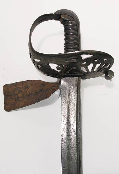 Appraisal: A British Pattern heavy cavalry officer's saber Curved inch blade