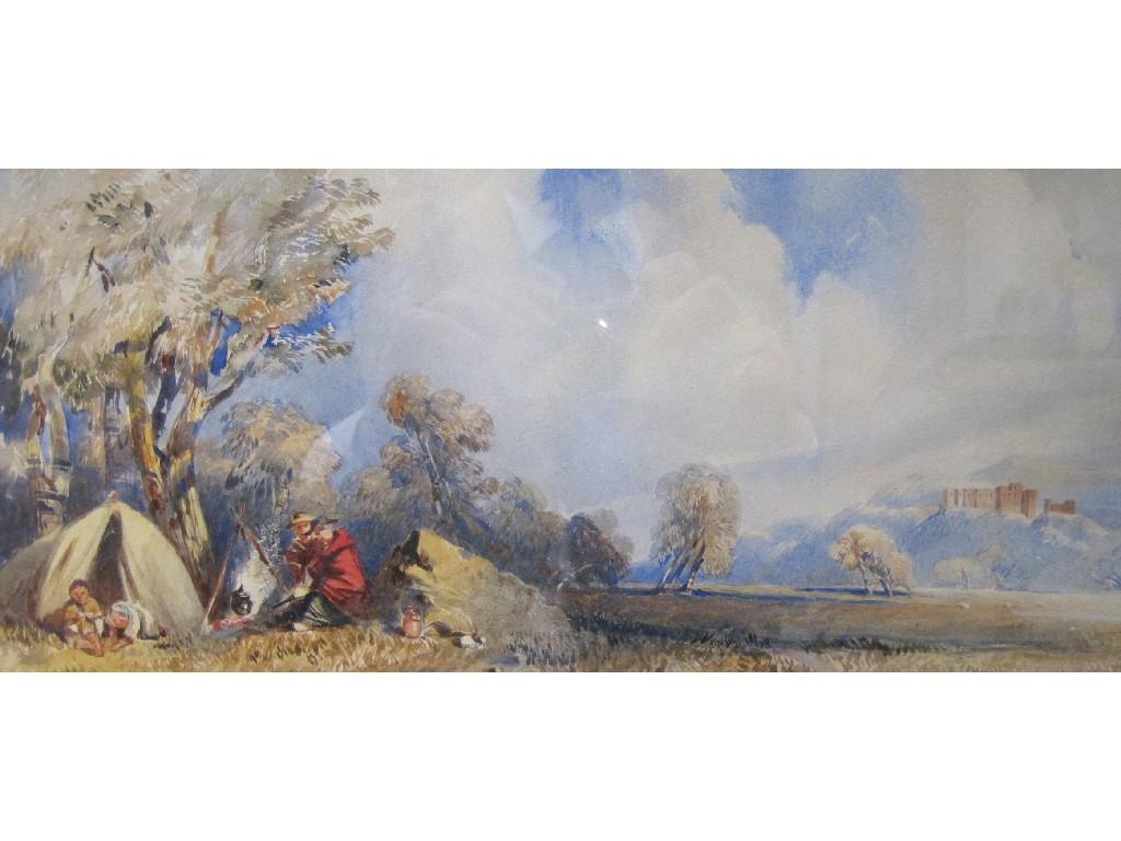 Appraisal: CIRCLE OF JOHN CALLOW A Gypsy Encampment watercolour x in