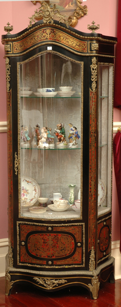 Appraisal: A LOUIS XVI STYLE EBONISED BOULLE VITRINE With a glazed