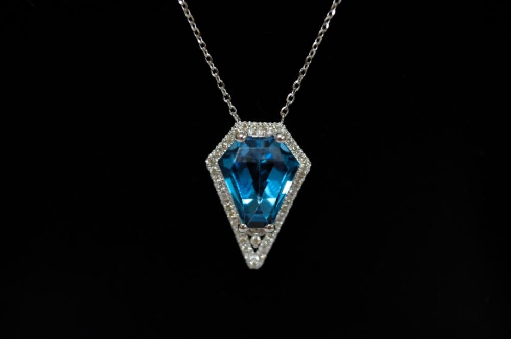 Appraisal: CT BLUE TOPAZ PENDANT WITH DIAMONDS carat blue topaz pendant