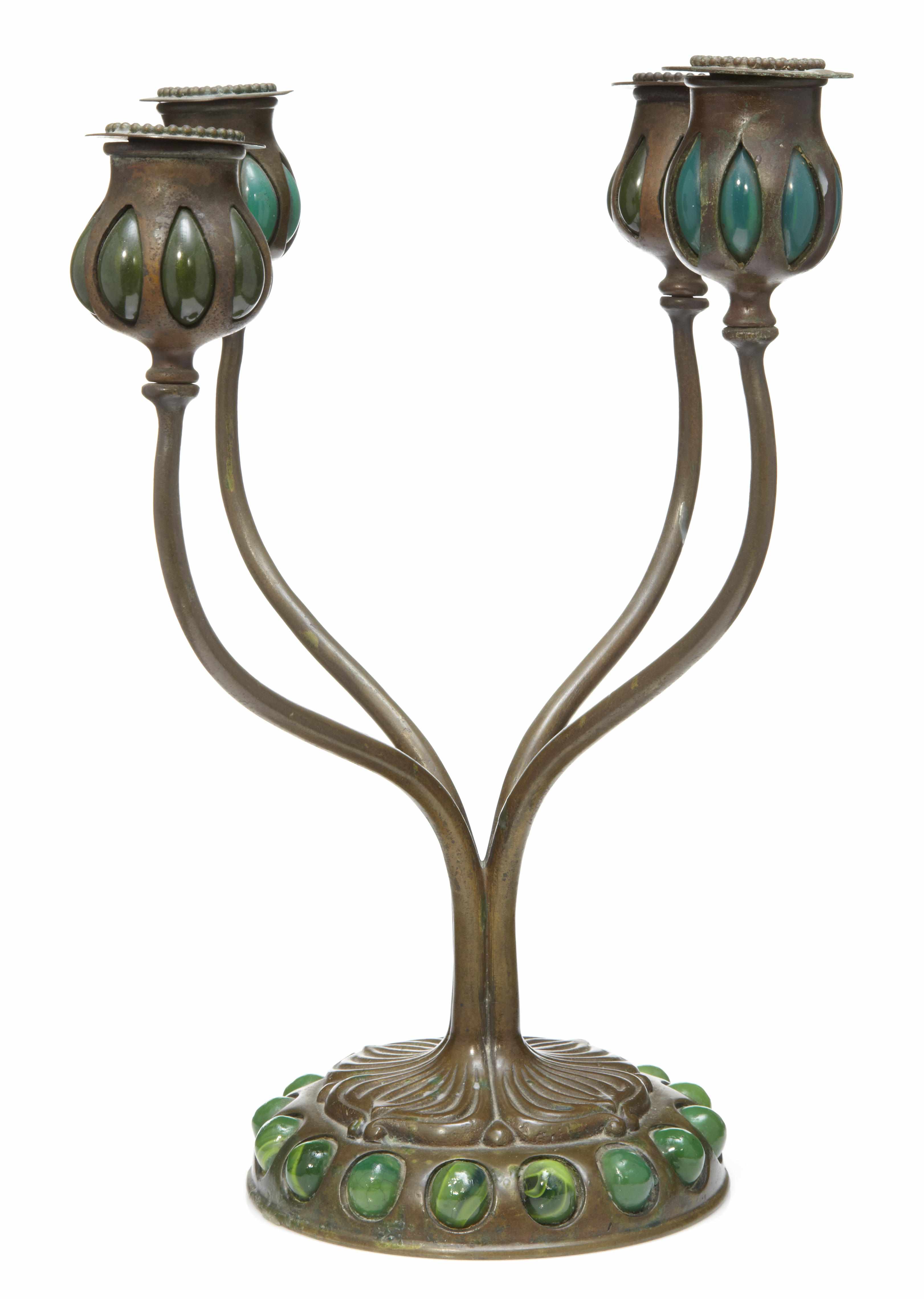 Appraisal: A Tiffany Glass and Decorating Co patinated bronze and Favrile