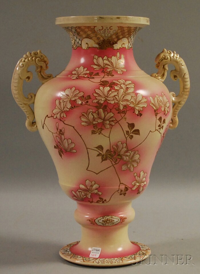 Appraisal: Large Modern Asian Ceramic Two-handled Vase ht in