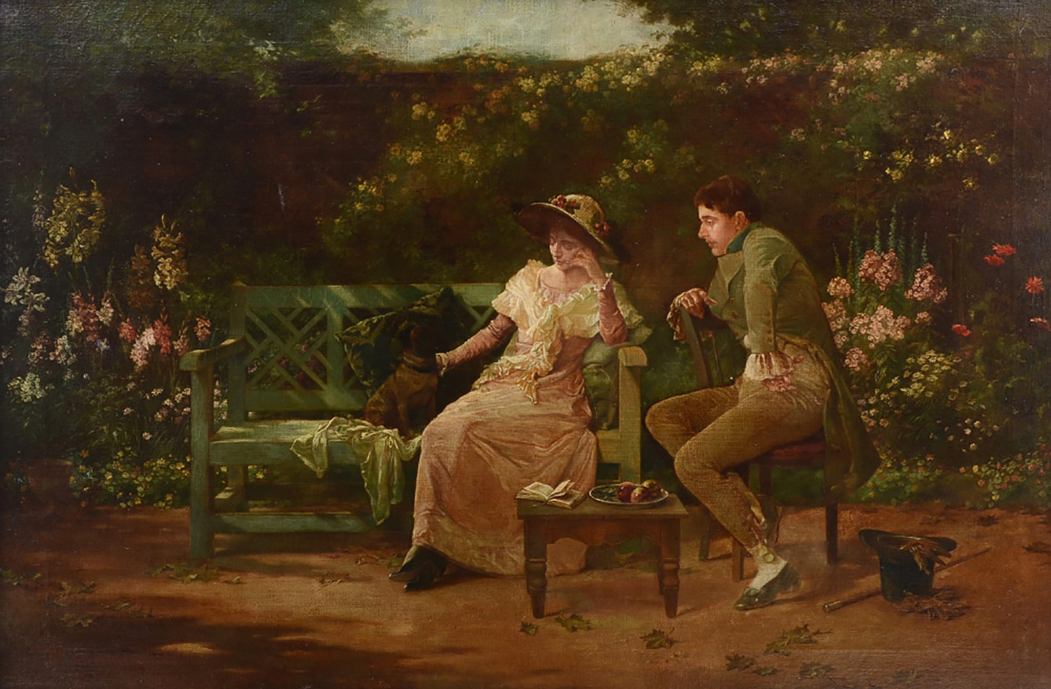 Appraisal: TRAUTSCHOLD Adolf Manfred German - ''Courtship'' Genre Scene Depicting Young