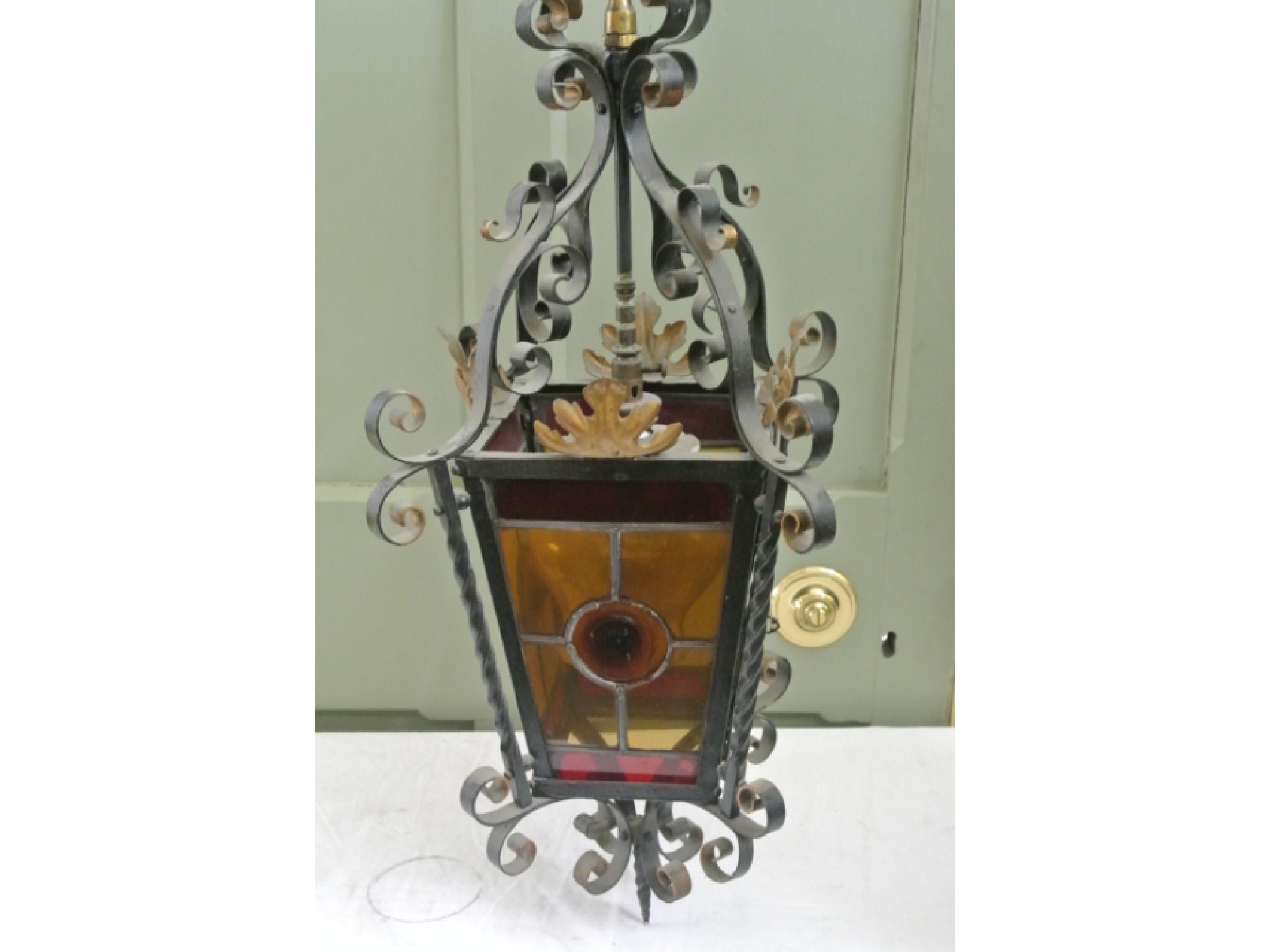 Appraisal: A Victorian style hanging lantern of square tapered form the