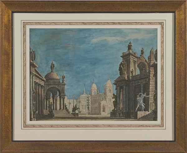 Appraisal: th Century Italian Architectural Watercolor on P Italian th century