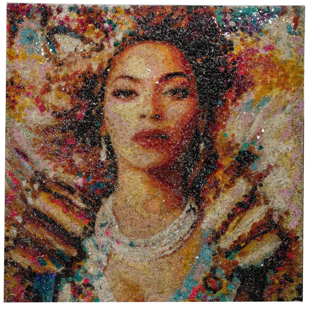 Appraisal: TIFFANIE ANDERSON AMERICAN B BEYONCE MIXED MEDIA ON CANVASUndated unsigned