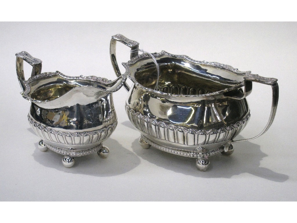 Appraisal: George III silver cream and sugar oz London