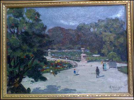 Appraisal: Kouyoumdjian Chahnazar Armenian - Figures in a Paris Park and