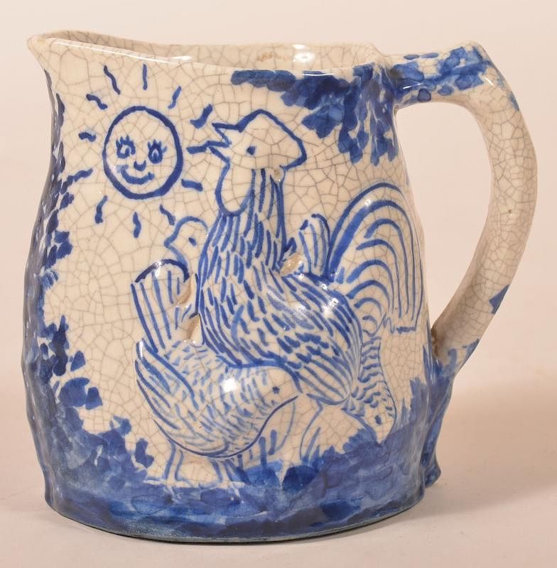 Appraisal: Dedham Pottery Night and Morning Pitcher Dedham Pottery Crackle Ware