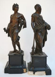 Appraisal: Garniture Bronze Castings Garniture Bronze Castings Of a mythological man