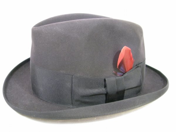 Appraisal: Men's vintage Dobbs Fifth Ave black fur felt Homburg hat