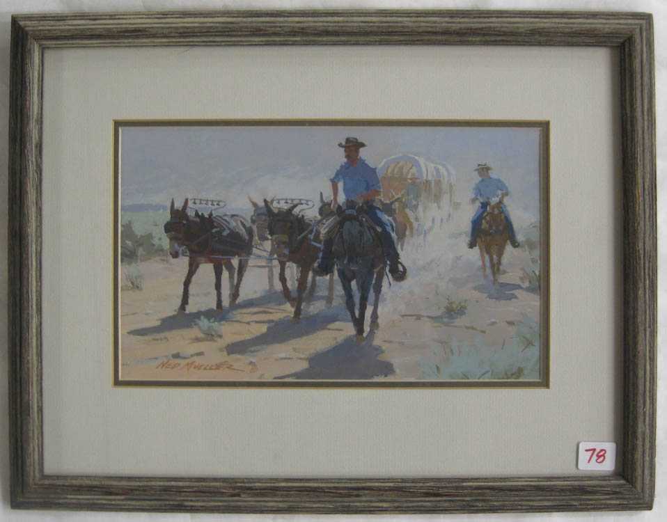 Appraisal: NED MUELLER GOUACHE ON PAPER Washington Wisconsin born Mule Train