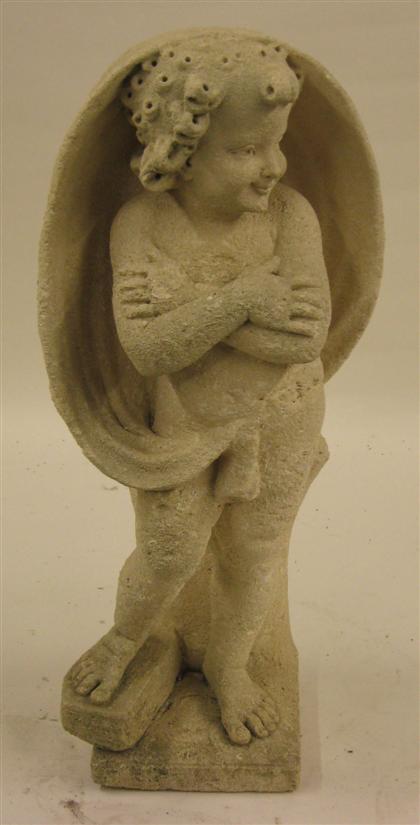 Appraisal: Composition stone garden sculpture of putti H in PROVENANCE Property