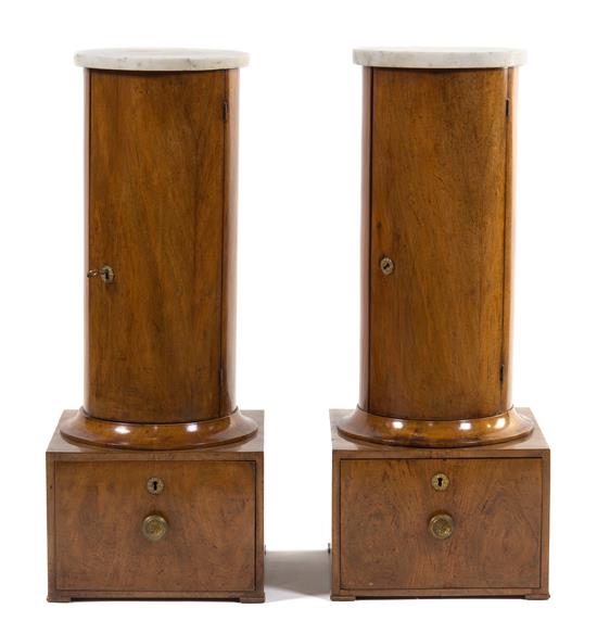 Appraisal: Sale Lot A Pair of Italian Walnut Pedestal Cabinets th