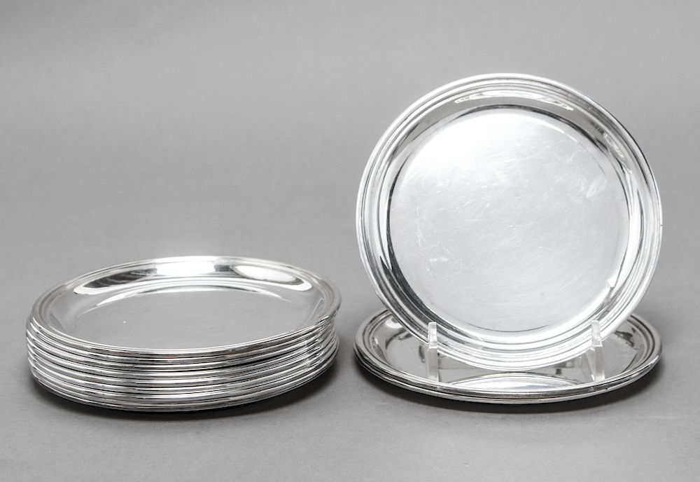 Appraisal: Italian Continental Silver Sm Plates Coasters Italian continental silver circular