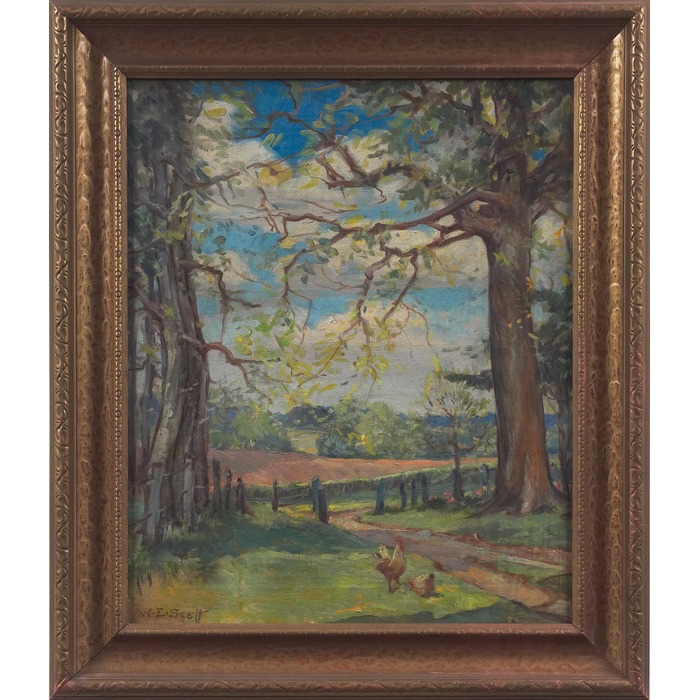 Appraisal: William Edouard Scott American - Country Farm c oil on