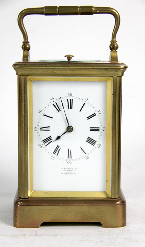 Appraisal: A gilt brass cased carriage clock with repeat mechanism the