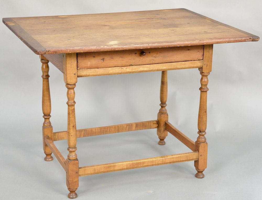 Appraisal: Queen Anne tavern table having one drawer over stretcher base