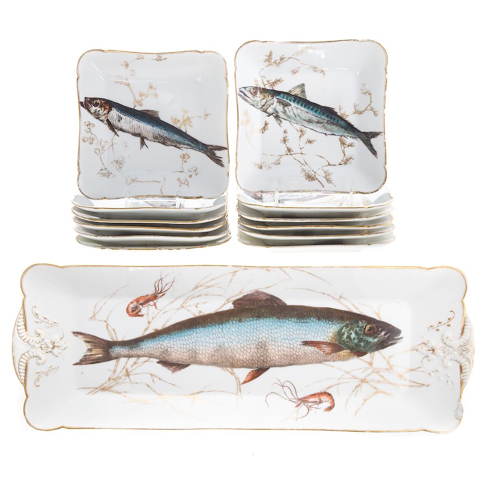 Appraisal: Charles Haviland Porcelain Fish Service late th century pieces rectangular