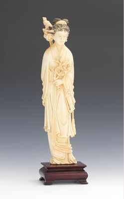 Appraisal: Carved Ivory Quan Yin Standing figure adorned in long robes