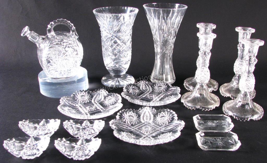 Appraisal: Group of Fine Cut and Etched Glass pieces total including