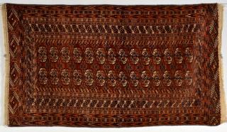 Appraisal: Semi Tekke Turkoman area rug x rust field and borders