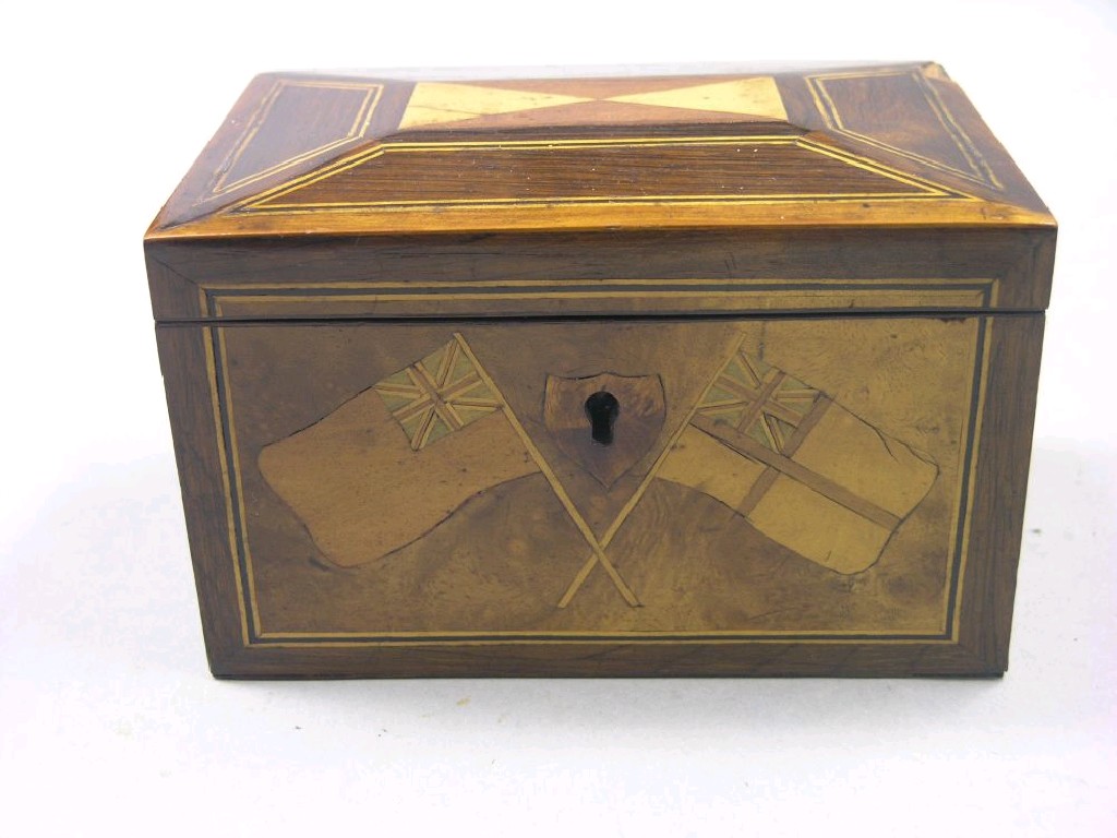 Appraisal: A mid th century inlaid box with maritime association front