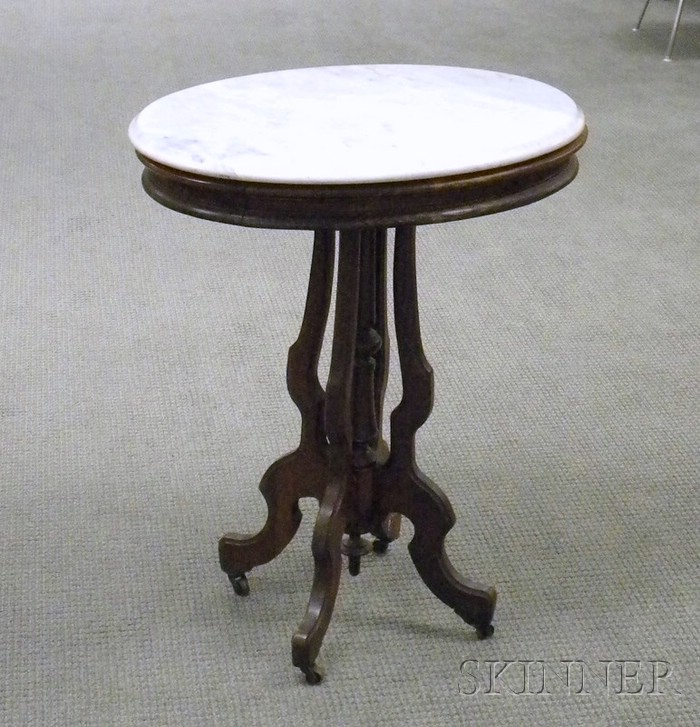 Appraisal: Victorian Oval Marble-top Walnut Occasional Table