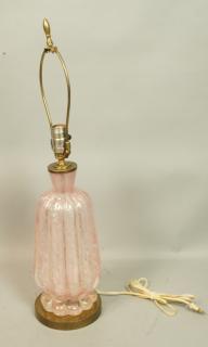 Appraisal: Pink Murano Art Glass Table Lamp Fluted body wit Pink