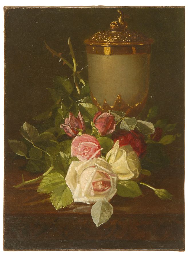 Appraisal: ATTRIBUTED TO EDWARD CHALMERS LEAVITTAmerican - Still life with roses