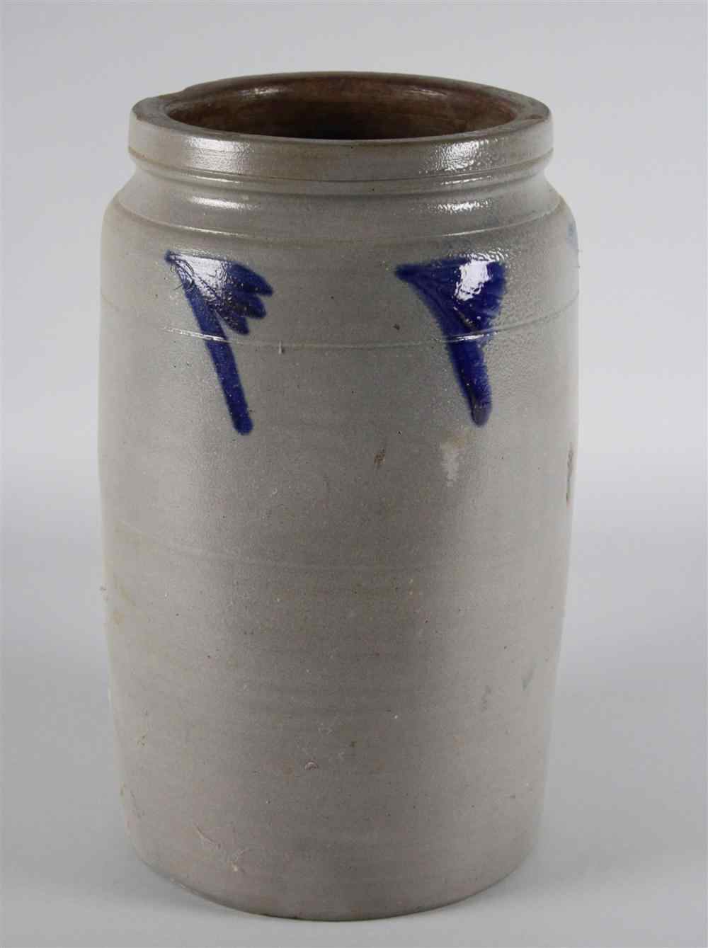 Appraisal: AMERICAN SALT GLAZE STONEWARE CROCK incised the shoulder splashed with