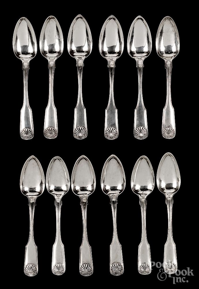 Appraisal: Two sets of six Philadelphia coin silver spoons Exclusive on