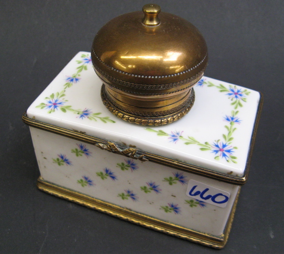 Appraisal: A FRENCH SEVRES PORCELAIN INKWELL decorated with tiny blue flowers